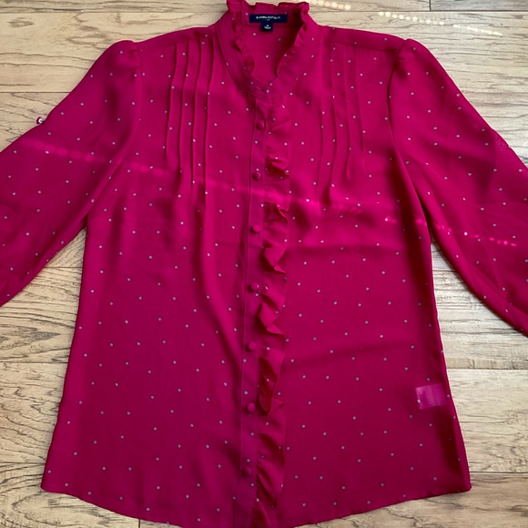 Banana Republic Fuchsia Pink Polka Dot Blouse - Picture 2 of 5